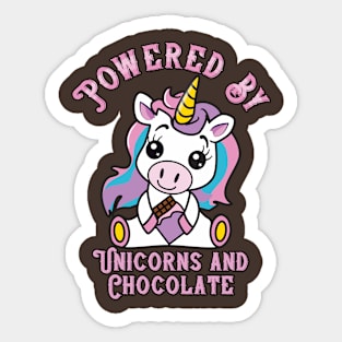 Powered by Unicorns and Chocolate Sticker